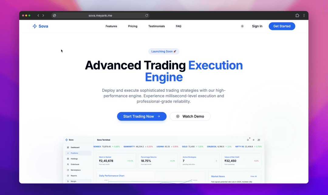 Sova - Trading Execution Engine